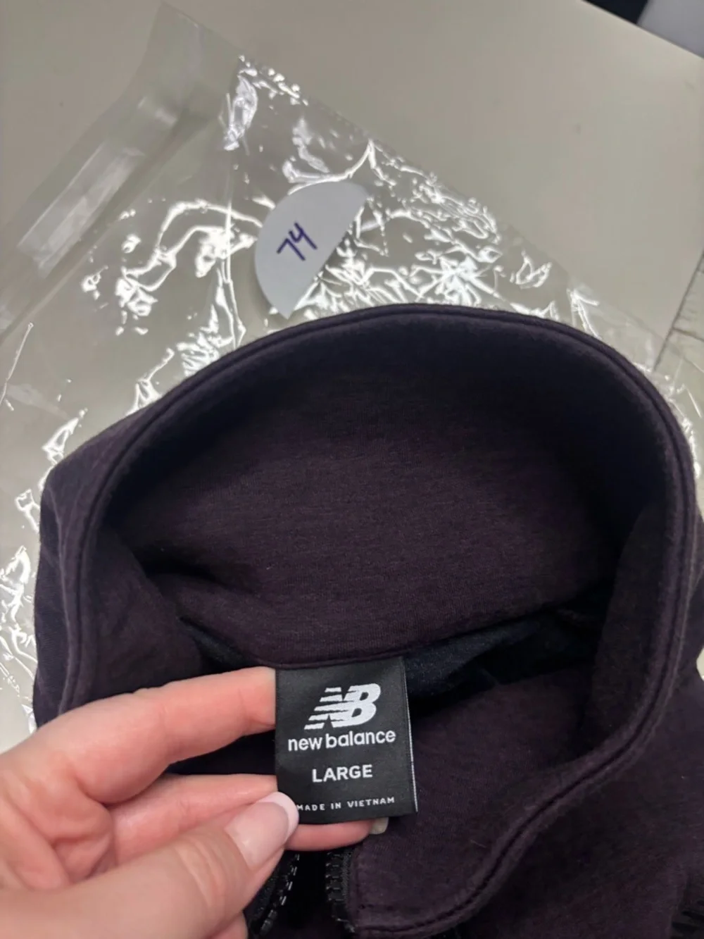 New Balance Vest Womens 247 Luxe Long Length Zip Size Large Funnel Neck Fleece
